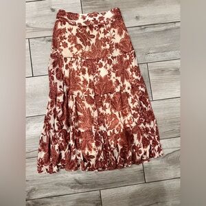 Floral Print Skirt in Red and Cream